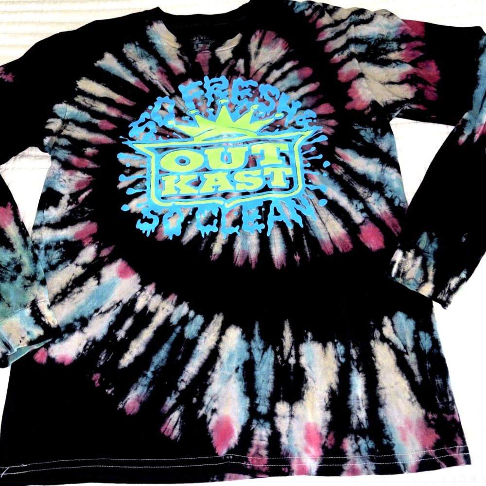 Outkast 'So Fresh So Clean' Black Tie-Dye Long Sleeve T Shirt Adult Medium